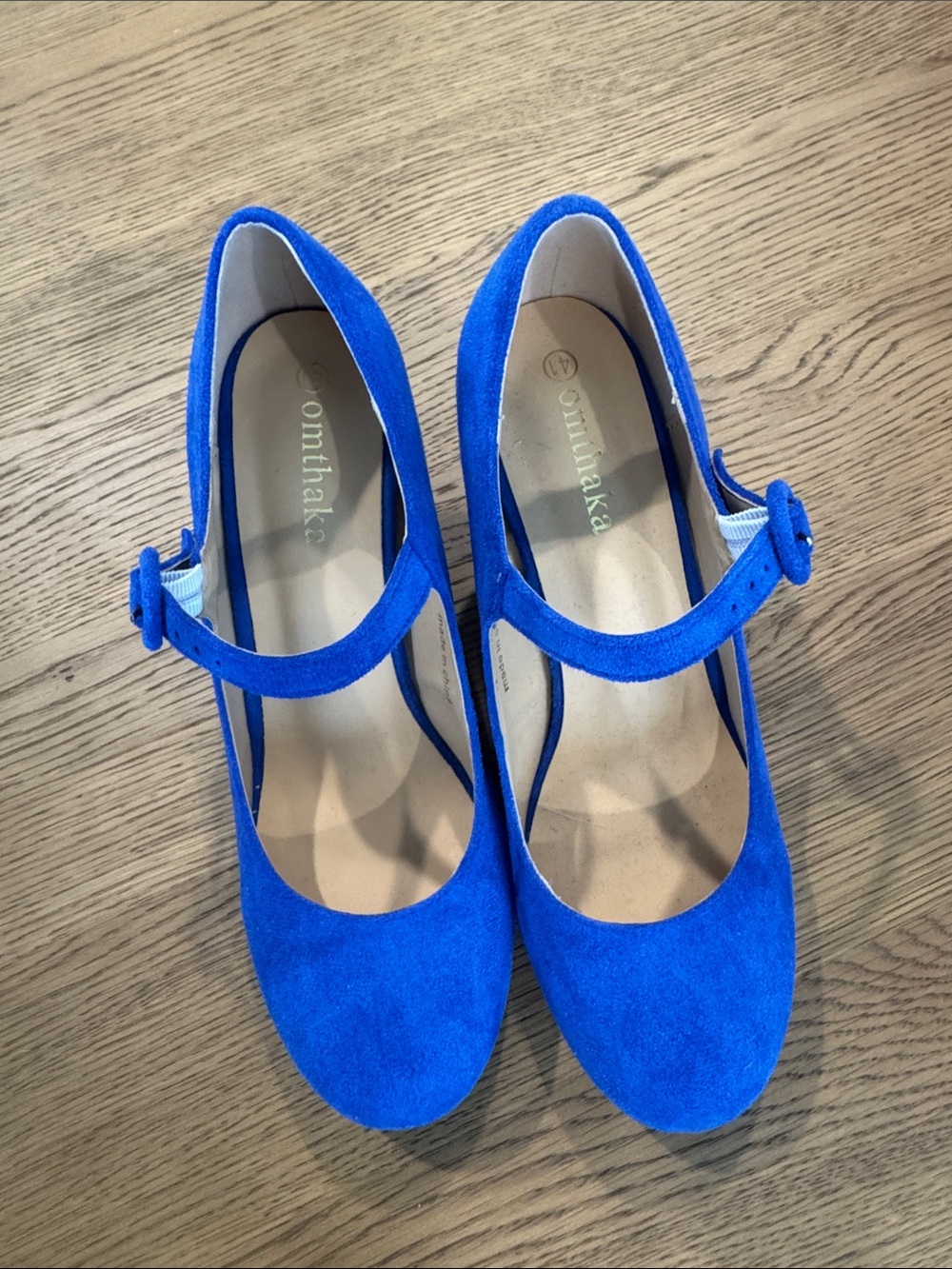 Women's Blue Suede Mary Jane Heels